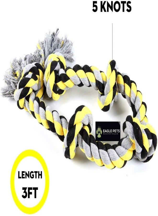 Eagle Pets Combo of 2 Large Dog Rope Tug of War Toys 5 Knot Durable Chew Toy Pack of 2 for Aggressive Chewers (Color May Vary) - Image 4